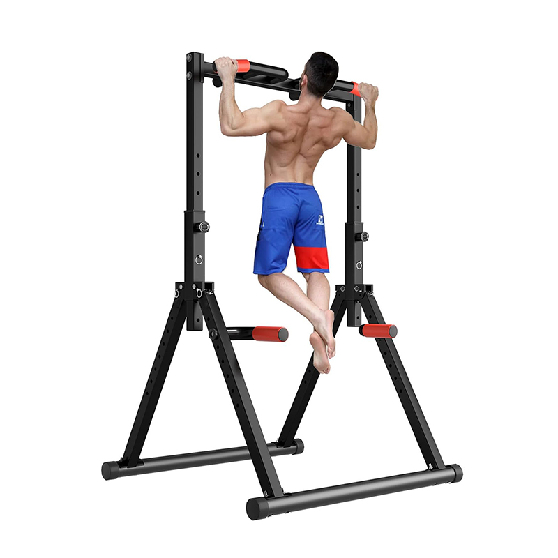 DOBESTS Foldable Power Tower Pull Up Bar Dip Station Adjustable Multifunction Workout Pull Up Tower Station Gym Strength Training Equipment for Home Outdoor